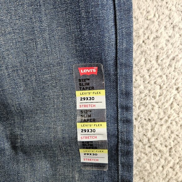 Levis 512 Slim Taper Jeans Mens 29x30 Blue Denim Levi's Flex Stretch Comfort Fit - Picture 3 of 16